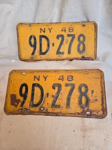 1948 New York License Plate Pair -Original Paint - Picture 1 of 1