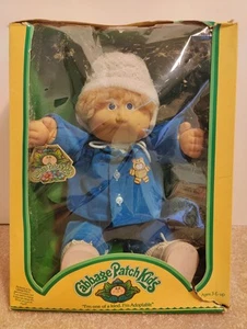 Toppa cavolo Coleco bambini 1983 insegna nera Xavier Roberts ragazzo biondo occhi azzurri - Foto 1 di 14