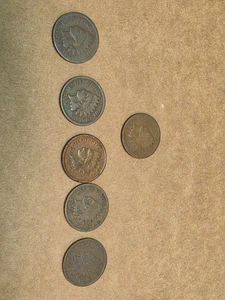 ESTATE 112E - Lot of 6 Coins - 1889 1893 1895  Indian Head Cent Penny MORE - Picture 1 of 2