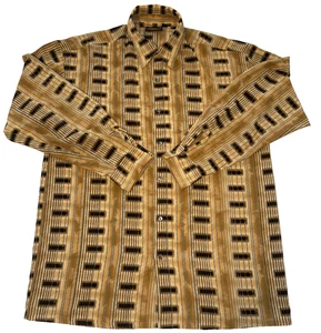 Monzini Collection Men's Shirt Large Made USA Disco Long Sleeve Polyester BOHO - Picture 1 of 8
