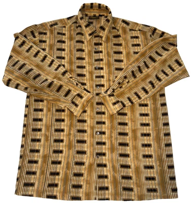 Monzini Collection Men's Shirt Large Made USA Disco Long Sleeve Polyester BOHO - Image 1 of 4