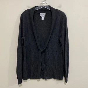 Talbots Collection Large Merino Wool Deep V Tied Sweater Gray Long SLeeve - Bild 1 von 5