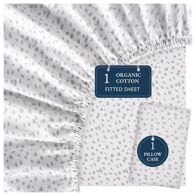 Conjunto de lençol e fronha 100% algodão orgânico ajuste duplo, tecido percal, leve... - Imagem 1 de 4