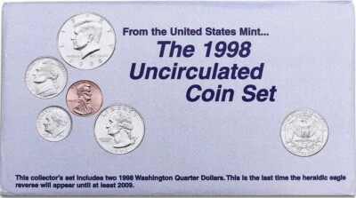 1998 P&D Mint Set Brilliant Uncirculated US with Envelope & COA (10 Coin Set) - Image 1 of 4