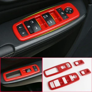 Red ABS Window Lift Switch Button Cover For Dodge Charger Durango RAM 2011-2020 - Picture 1 of 11