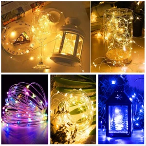 20 30 50 100 LED Copper Wire String Fairy Light Lamp Xmas Party Waterproof Decor - Picture 1 of 29
