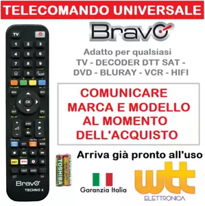 Telecomando bravo per TV universale decoder sky meliconi yamaha digiquest graetz - Foto 1 di 3