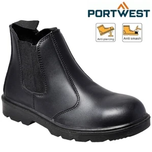 STIVALI UOMO PORTWEST DEALER SICUREZZA LAVORO PUNTA ACCIAIO SCARPA PELLE CHELSEA SLIP-ON Tg - Foto 1 di 1