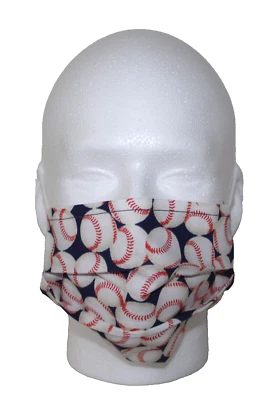 Mascarilla facial de bolsillo reutilizable para pelotas de béisbol joven niño pequeña hecha a mano Foto 1 de 4