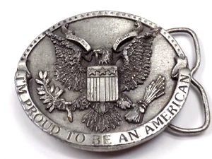 Orgulloso de ser un americano Hebilla de Cinturón Bergamota Latón Funciona Águila De Colección 1981 H132 EE. UU. - Imagen 1 de 8