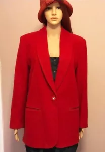 Vintage 90’s Casablanca 100% Wool Red Blazer Jacket Sz 10 - Picture 1 of 7