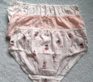 3 Girls Ivory n Pink Fairy Floral n Star Print Briefs Knickers 11-12 yrs UK 6-8 - Picture 1 of 10