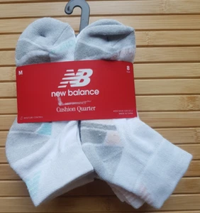 New Balance Performance Cushion Quarter Kids Socks, Pack of 8, Size 8.5-2 - Picture 1 of 9