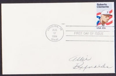 ALLIE REYNOLDS SIGNED ROBERTO CLEMENTE STAMP FIRST DAY ISSUE COVER ENVELOPE AUTO - Image 1 of 3