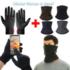 Winter Touch Screen Full Finger Gloves Windproof Scarf Gloves Set Neck Gaiter US