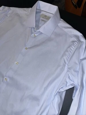 Camisa de vestir Christian Lacroix corte contemporáneo azul claro abotonada para hombre XL Foto 1 de 4