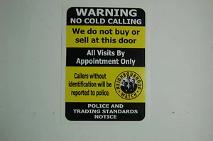 SIN LLAMADAS EN FRÍO Vendedor Ventana Puerta Advertencia Seguridad Adhesivo   - Imagen 1 de 1