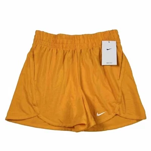Nike Kids' Dri-FIT High-Waisted Training Shorts 4” Terry Girls Size L Orange NWT - Picture 1 of 8