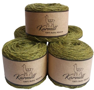 Alpaka Wolle Knäuel 100% Baby Alpaka Garn Paket - 5 Sport Gewicht Dark Lime 1HI01 - Bild 1 von 5