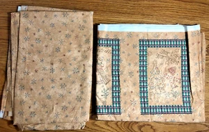 Lot of 2 companion cotton fabrics Holiday Snowman Panels & Snowflakes 5+ yards - Picture 1 of 11