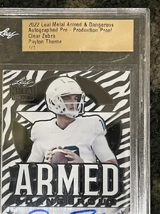 Payton Thorne 2022 Leaf Metal Armed Auto Pre-Production Proof Clear Zebra  1/1 - Picture 1 of 3