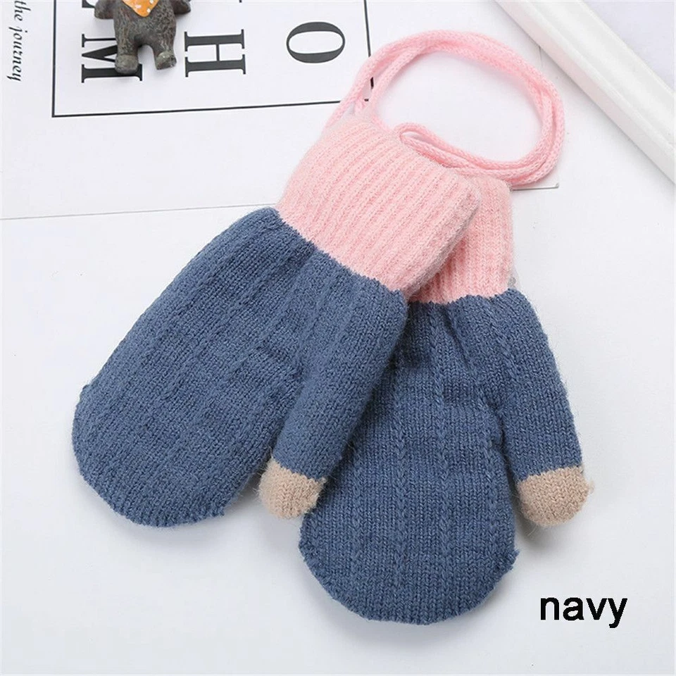 Cálido Invierno Niños Niñas Grueso Terciopelo Bebé Guantes Tejer Mitones Dedo Completo Foto 1 de 1