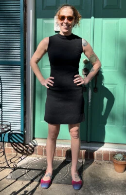 Vestido Negro Verdadero Vintage Años 60 Italia Lana Gia Portofino Gentucca Talla 6/8 Foto 1 de 4