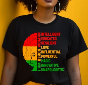 Juneteenth Black Woman Afro Shirt Pride Graphic Tee - Picture 1 of 3
