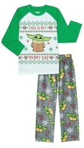 Star Wars Yoda Boys 2 pc Pajama Set Christmas NWT Pants Shirt Sleepwear XS 4-5 - Picture 1 of 3