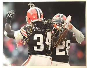 Cleveland Browns ISAIAH CROWELL TERRENCE WEST Signed Autographed Football Photo - Picture 1 of 3