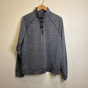NWT Men’s Greg Norman Medium 1/4 Zip Blue Fleece Pullover Natural Performance - Picture 1 of 15