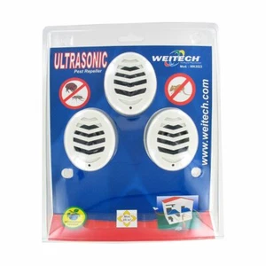 3 x Weitech Ultraschall Vertreiber - 45qm gegen Mäuse Spinnen Zecken Insekten - Bild 1 von 2