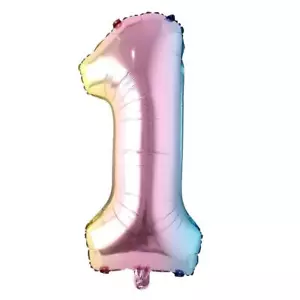 32 Inch Number Balloons Foil Ballon Rainbow Gradient Digit Ball Colorful Wedd... - Picture 1 of 3