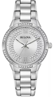 Reloj Bulova para mujer con detalles de cristal de cuarzo plateado de acero inoxidable 30MM 96L249 Foto 1 de 3