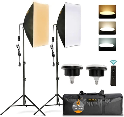 Softbox Set Studio Fotografico 150W LED 50X70Cm Luci Regolabile 3000~6000K Lampa - Immagine 1 di 4