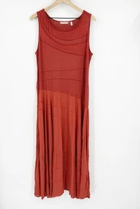 Maxikleid mit weicher Umrandung rostorange Stufen Größe PXL ärmellos Stretch - Bild 1 von 6