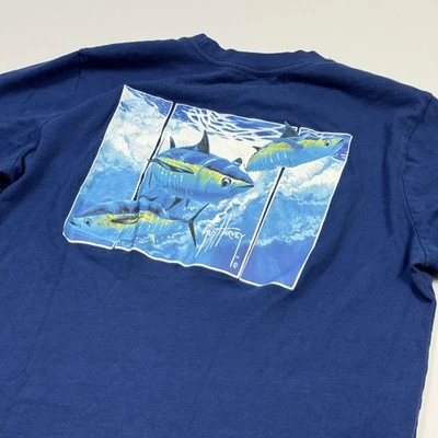 Camisa Guy Harvey Para Hombres Pequeña Azul Atún Gráfico Resort St Augustine Beach Foto 1 de 4