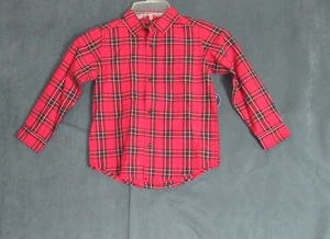 Kinder Place Hemd Jungen Größe 4T rot schwarz kariert Knopfleiste Langarm neu mit Etikett - Bild 1 von 8