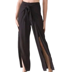 Kona Sol Damen Bindegürtel Strand Cover Up, Seitenschlitz, schwarz große Hose - Bild 1 von 6