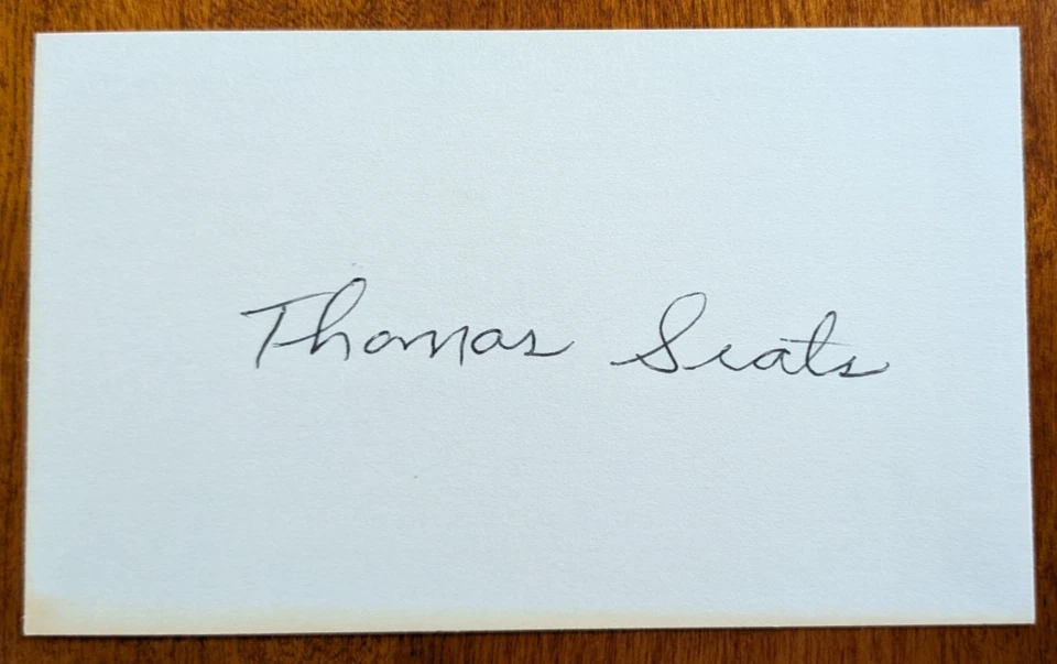 Tom Seats - 1940 Debut Autographed 3x5 Index Card - Deceased 1992 - Image 1 of 1