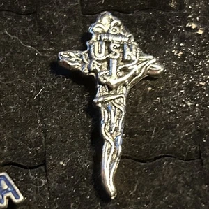 Vintage Cross Pin USN United States Navy Anchor Lapel - Picture 1 of 2