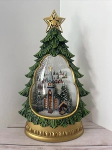 Holiday Traditions beleuchteter Glitzerbaum Valerie Parr Hill Kirche Krippe - Bild 1 von 10