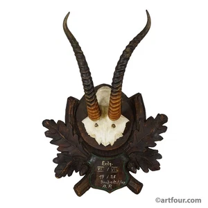 Antiguo trofeo Springbok en placa tallada, Austria 1925 - Imagen 1 de 7