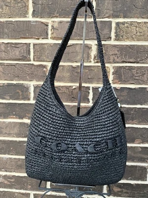 Bolso de hombro Coach Brooklyn 28 negro paja pequeño nuevo con etiquetas Foto 1 de 4