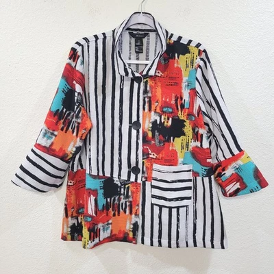 Top túnica para mujer Ali Miles XL Petite colorblock multicolor arte para usar con cable Foto 1 de 4