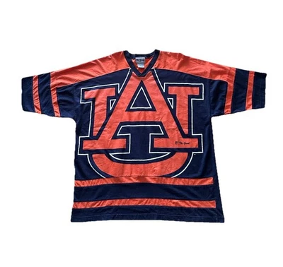 Vintage 90s Auburn Tigers The Game Big Graphic Navy/Orange Logo Tee Size X-Large - Image 1 of 4