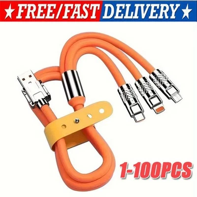 3in1 Fast Charging Cable Cell Phone Charger Cord For iPhone Type C Micro USB LOT - Image 1 of 4