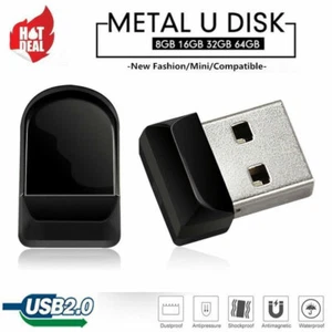 Mini unidad flash USB 2.0 negra 64 GB 32 GB 16 GB 8 GB Memory Stick Thumb Pen Drive - Imagen 1 de 17