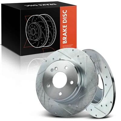 Drilled & Slotted Brake Rotors for Mercedes-Benz W203 C230 C240 C350 Rear Side - Image 1 of 4