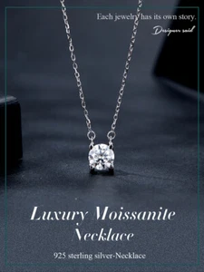 Voroco 925 Sterling Silver Luxury Moissanite Necklace For Fashion Women Jewelry - Picture 1 of 12